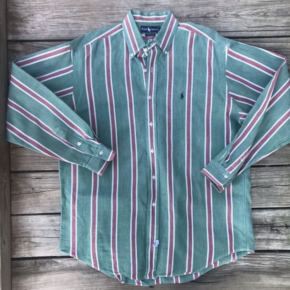 Ralph Lauren Other - Ralph Lauren Shirt Green Red Striped Casual Knit